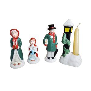 vintage holiday collections set of 5 bisque family shopping for christmas figure